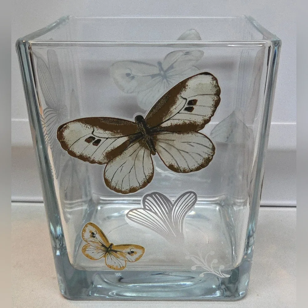 Heavy Glass Butterfly Decal Vase 5